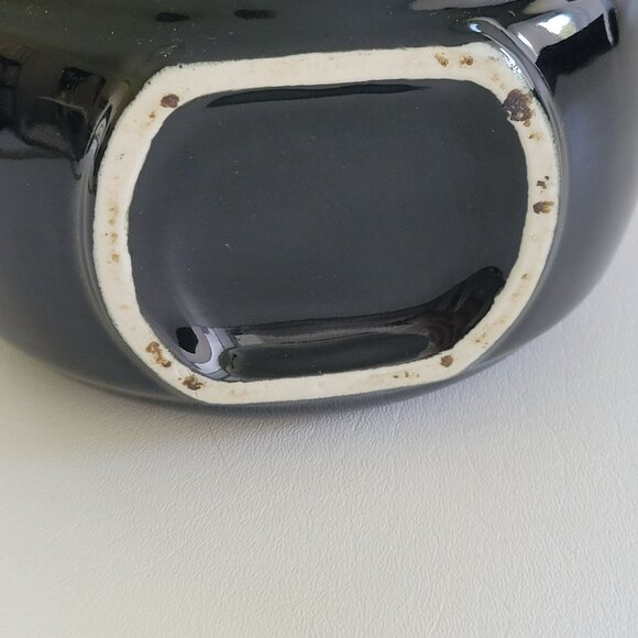 Vintage Black Art Deco Ceramic Water Pitcher, Embossed Circle Design, Retro MCM - Picture 7 of 10